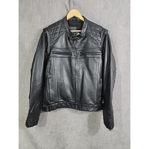 Z1R Leather Motorcycle Jacket XL Plaid Liner Ventilation Black Great Condition